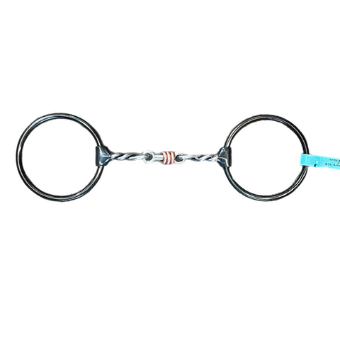 Dutton Sweet Iron Twisted Wire Dogbone with Roller  Ring Snaffle R-82/12