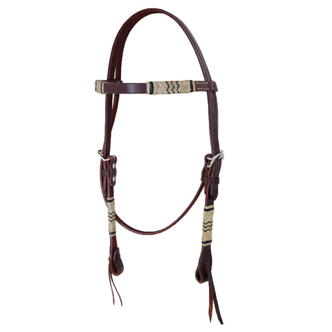 RAWHIDE BRAIDED CHOCOLATE BROWBAND HEADSTALL by Oxbow Tack