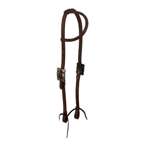 Single Ear Harness Leather Headstall With Sunflower Buckle