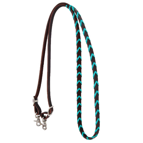 Turquoise Laced Leather Reins by Oxbow Tack