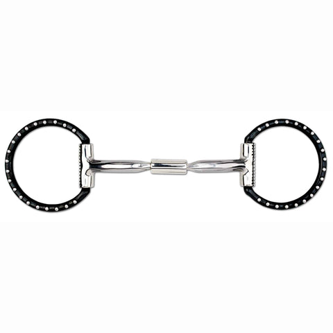 Myler Black Western Dee with Stainless Steel dots, Sweet Iron Comfort Snaffle Wide Barrel MB 02