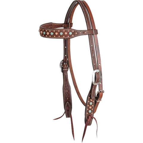 FLORAL DOTS: CHOCOLATE BROWBAND HEADSTALL by Martin Saddlery