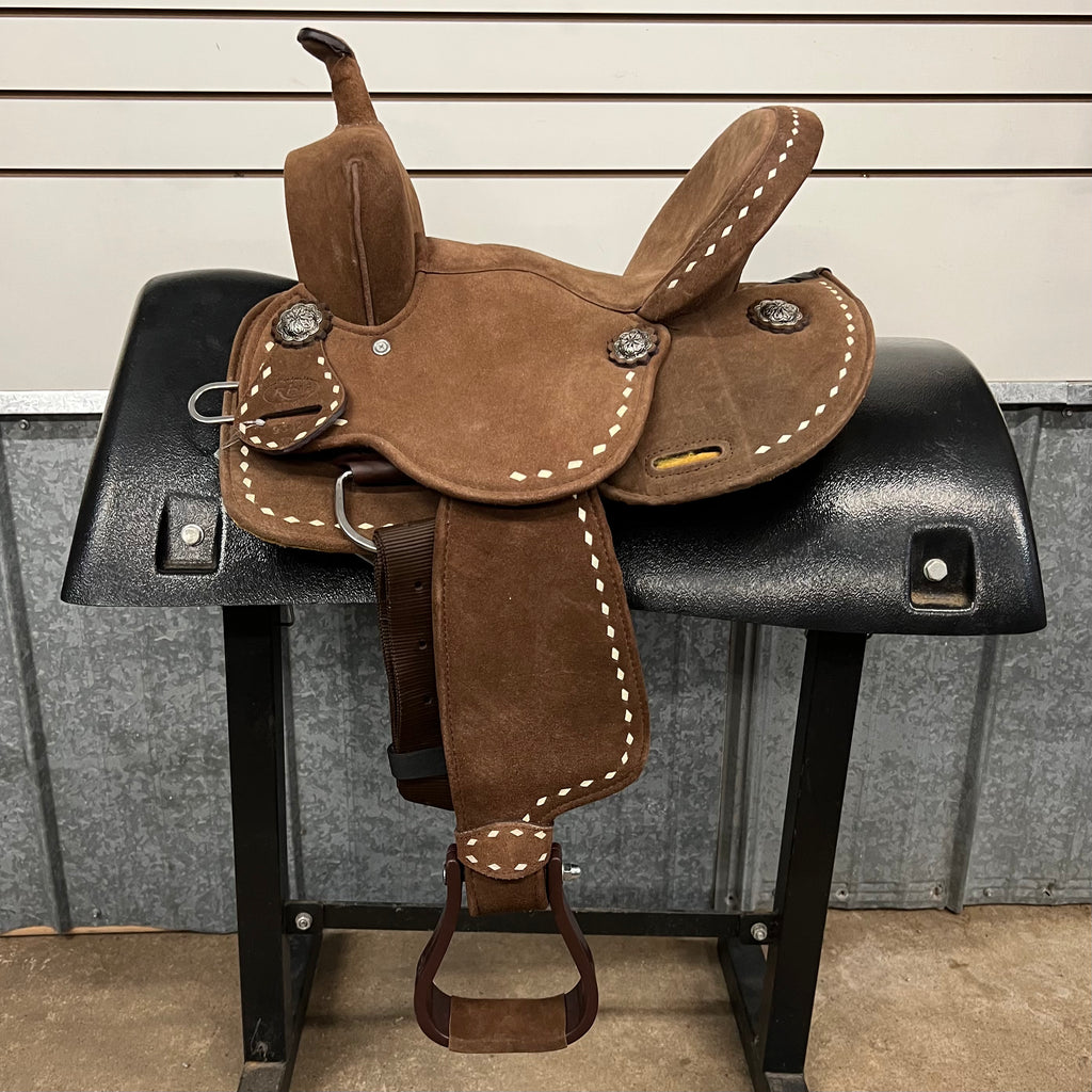 STRATFORD SUEDE YOUTH BARREL SADDLE BY KING SERIES Block Saddle