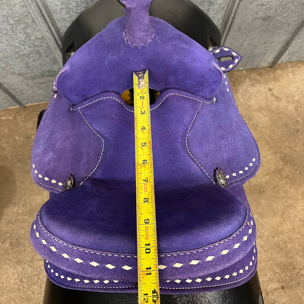 STRATFORD PURPLE SUEDE YOUTH BARREL SADDLE BY KING SERIES Block