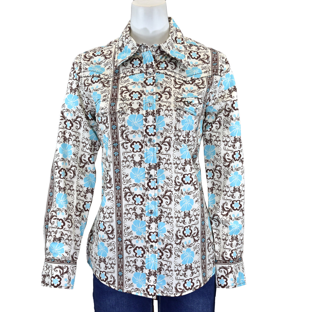 HAWAIIAN FLORAL LONG SLEEVE SHIRT BY COWGIRL HARDWARE Block Saddle
