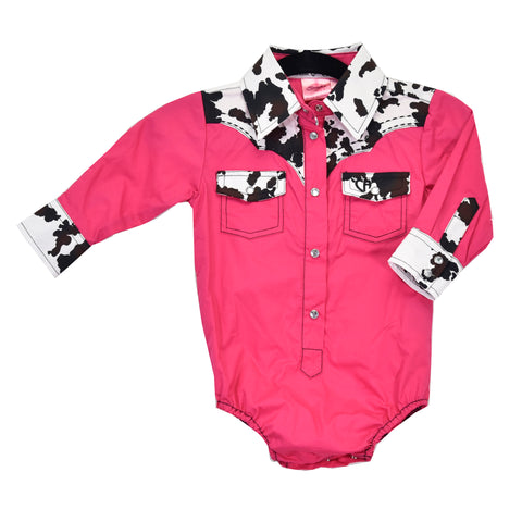 Pink and Cow Print Romper by Cowgirl Hardware