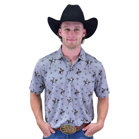 Men's Vintage Bronc Short Sleeve polo Shirt BY COWBOY HARDWARE