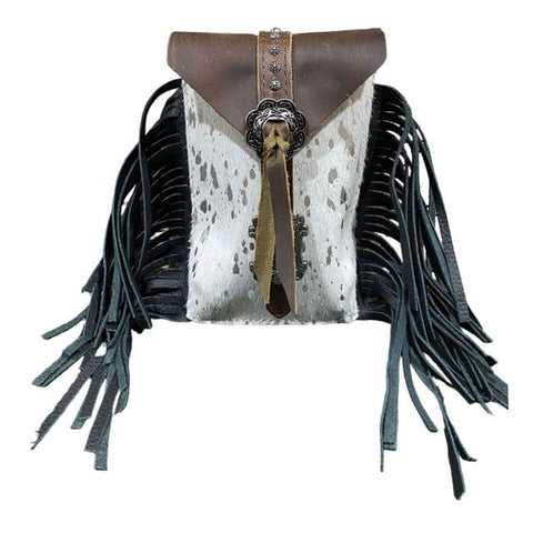 Silver Acid Wash Cowhide Rear Cinch Bag