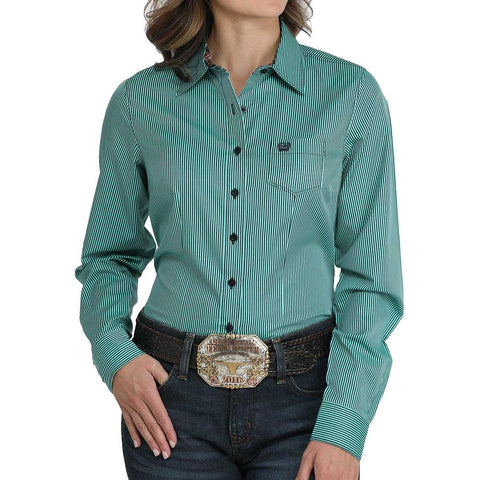 Cinch Women's Turquoise Tencel Stripe Shirt by Cinch Jeans
