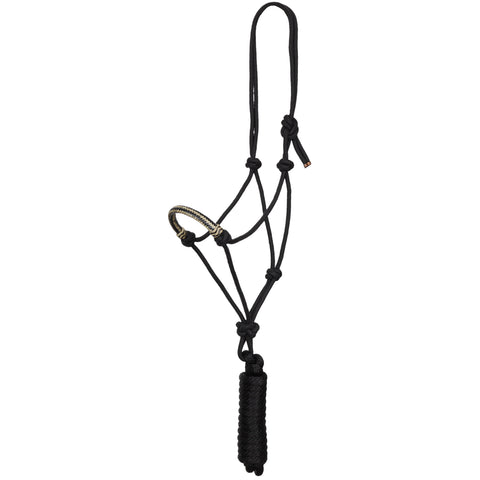 Cowboy Knot Halter with Rawhide Nose - Natural & Black