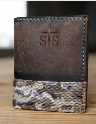 Bull Camo Trifold Mens Wallet BY STS