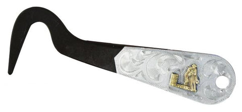 Barrel Racer Silver Engraved Hoof Pick