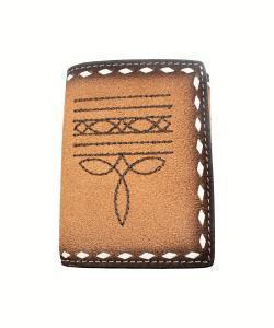 Mens Boot and Buck Stitched Trifold Wallet