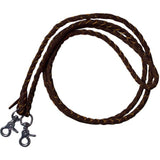 7' Braided Leather Roping Reins with Scissor Snap Ends