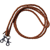 7' Braided Leather Roping Reins with Scissor Snap Ends