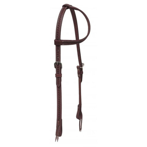 Leather One Ear Headstall with Basket Tooling
