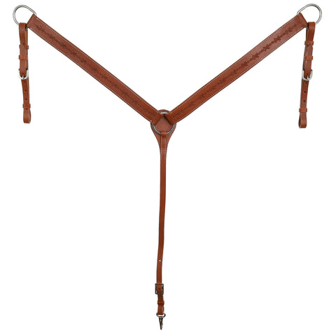 Leather Breastcollar with Barbed Wire Tooling