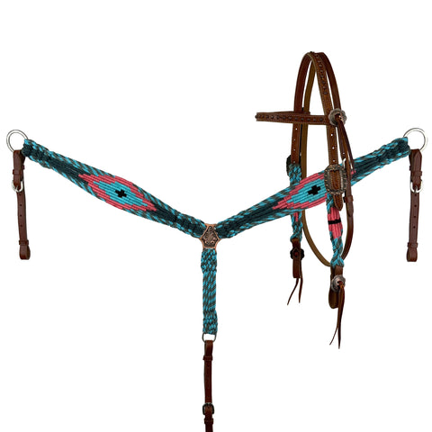 Tropical Corded Mohair Browband Headstall and Breastcollar Set