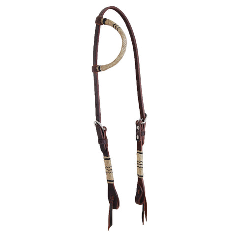 Chocolate Slip Ear Headstall with Rawhide Accents by Oxbow Tack