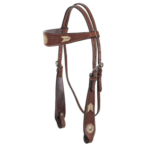 Browband headstall with rawhide accent