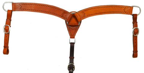 2 1/2" Rope Border Leather Breast Collar