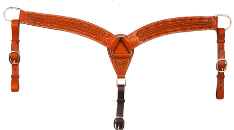2 1/2" Barbed Wire & Basketweave Leather Breast Collar