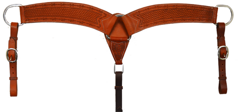 3" Barbed Wire & Basketweave Leather Breast Collar