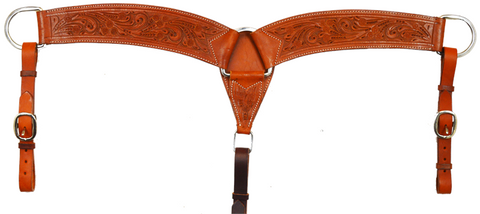 3" Floral Tooled Leather Breast Collar