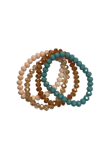 4pc Multi Color Beaded Bracelet Set by Blazin Roxx