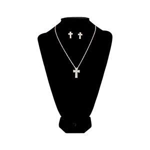 Cross Necklace and Earrings Set by Blazin Roxx