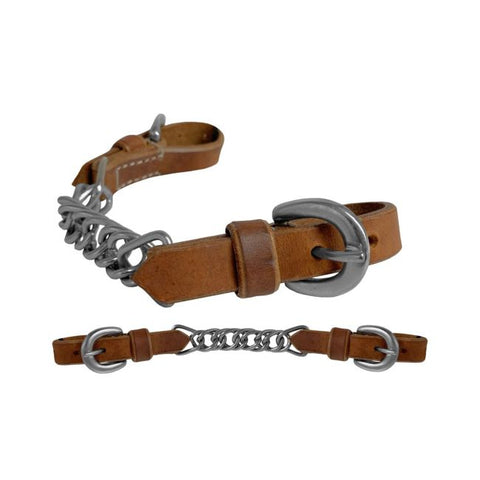 Flat Link Leather Curb Chain