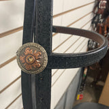 Black Vintage and Roughout Headstall by  Double J
