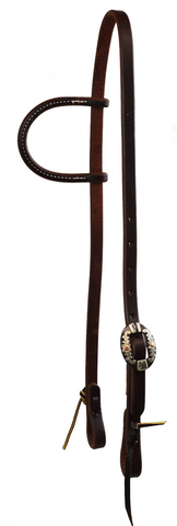 5/8" Slip Ear Headstall with Antique Floral Cart Buckle