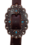 3/4" Slip Ear Headstall - Turquoise & Rhinestone Buckle