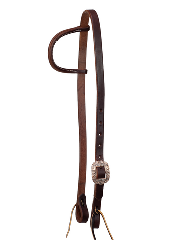 3/4" Slip Ear Headstall - Antique Copper Daisy Scroll Buckle