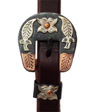 3/4" Slip Ear Headstall - Copper Flower & Leaf Buckle Set