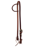 3/4" Slip Ear Headstall - Copper Flower & Leaf Buckle Set