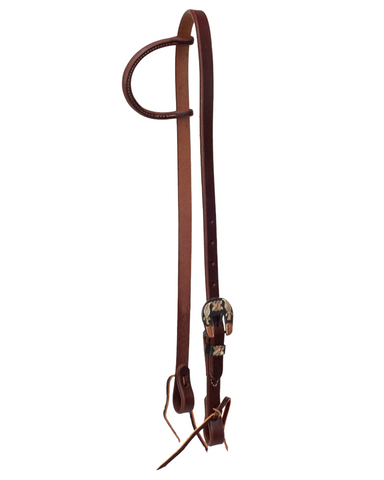 3/4" Slip Ear Headstall - Copper Flower & Leaf Buckle Set