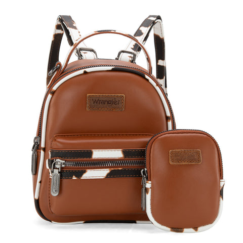 Wrangler Cow Print Mini Backpack with Coin Purse