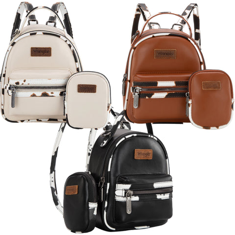 Wrangler Cow Print Mini Backpack with Coin Purse