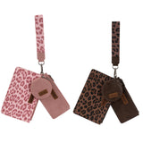 Wrangler Leopard Print Dual Pouch Wristlet with Zipper Round Case