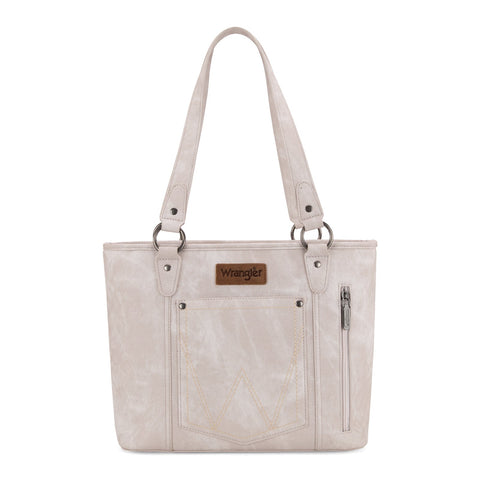 Wrangler "W" Stitch Water Repellent Denim Pocket Zippered Tote Bag