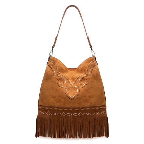 West Boot Stitch Fringe Hobo Bag