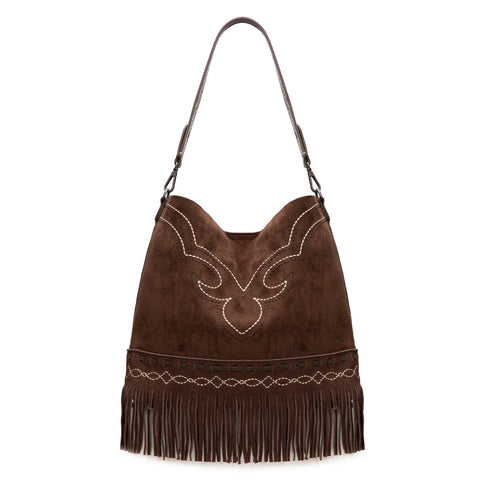 West Boot Stitch Fringe Hobo Bag