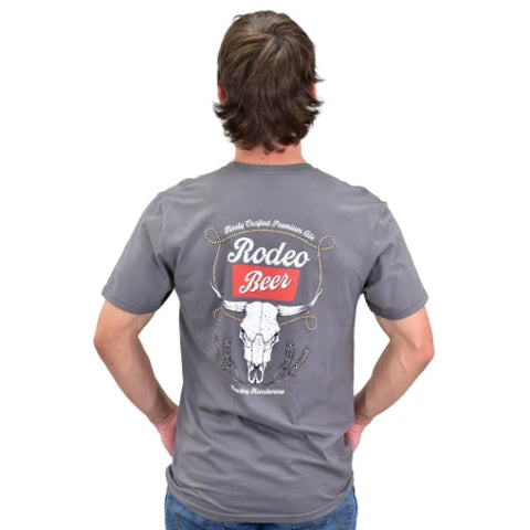 Charcoal "Rodeo Beer Skull" Short Sleeve T-Shirt by Cowboy Hardware