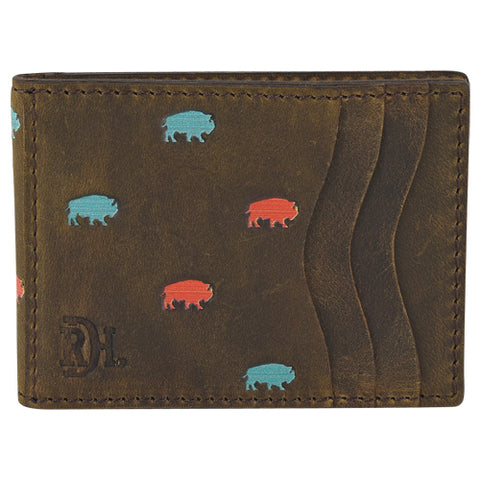 RED DIRT HAT CO BISON PATTERN CARD CASE WITH MAGNETIC CLIP