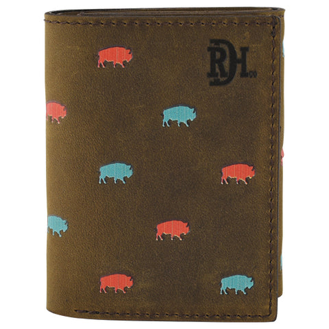 RED DIRT HAT CO BISON PATTERN TRIFOLD WALLET