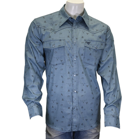 BRANDING IRON PRINT LONG SLEEVE SHIRT BY COWBOY HARDWARE