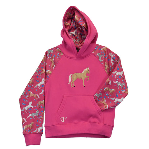 Girls Horse Graphic Raglan Sleeve Fleece Hoodie BY COWGIRL HARDWARE