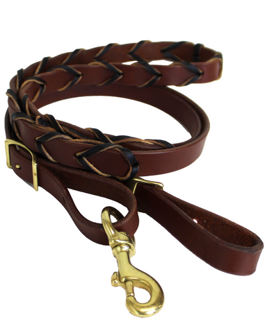 3/4" Laced Harness Leather Barrel Rein (Dark Oil)